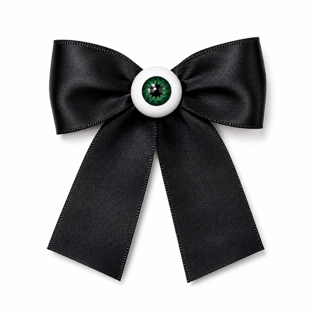 Bow Eyeball Clip – 1.5” Ribbon - Raven Black